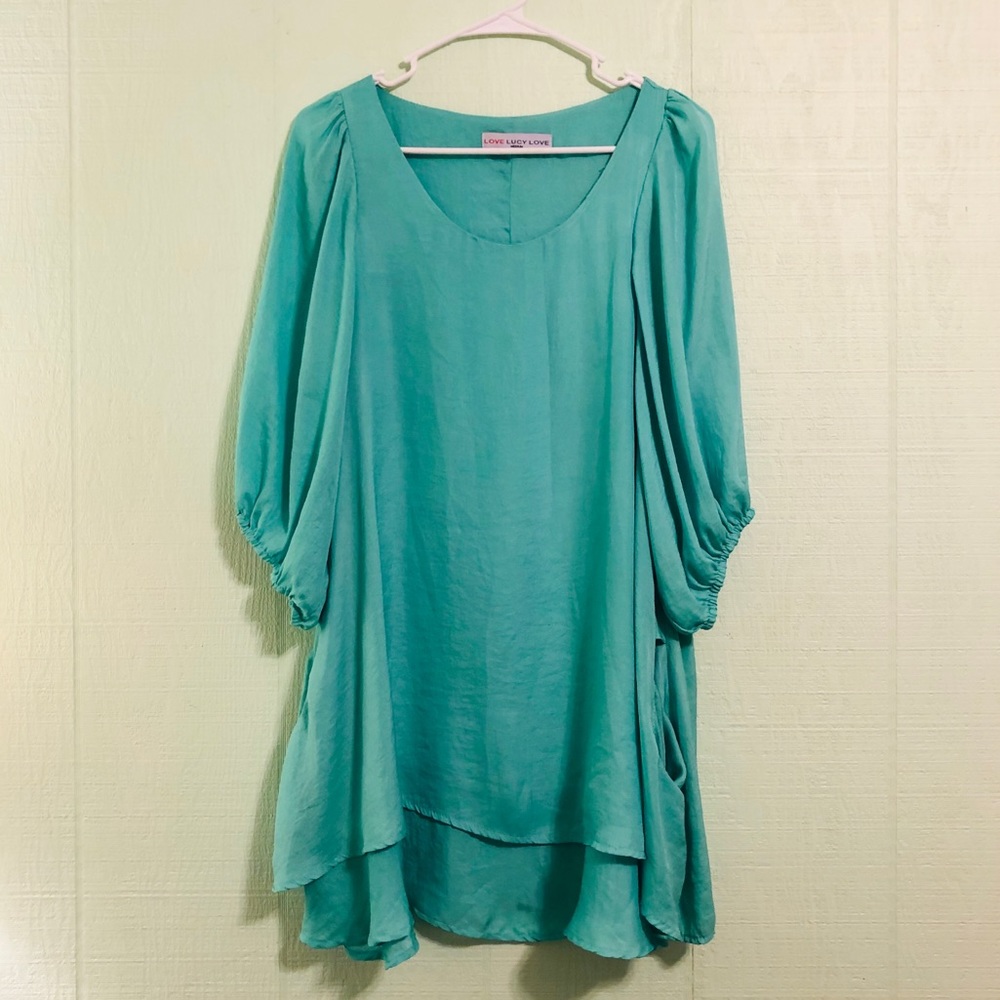 Turquoise Love Lucy Love Dress WITH POCKETS